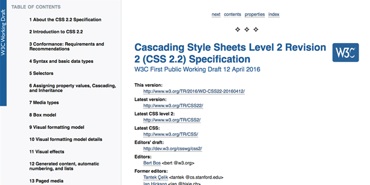 CSS2.2の仕様書