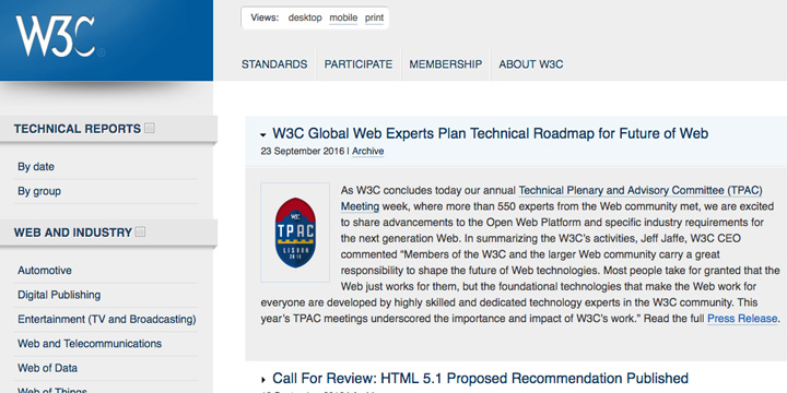 W3Cが次世代Web技術のロードマップを発表
